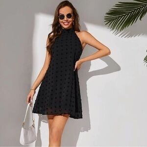 Tall Swiss Dot Chiffon Halter Dress Sleeveless
